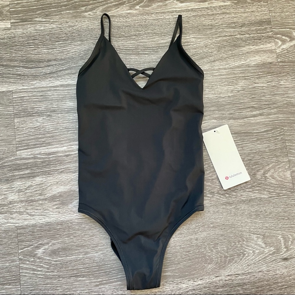 LULULEMON Black Low-Back Shoreline One-Piece Bikini Swimsuit Size 4